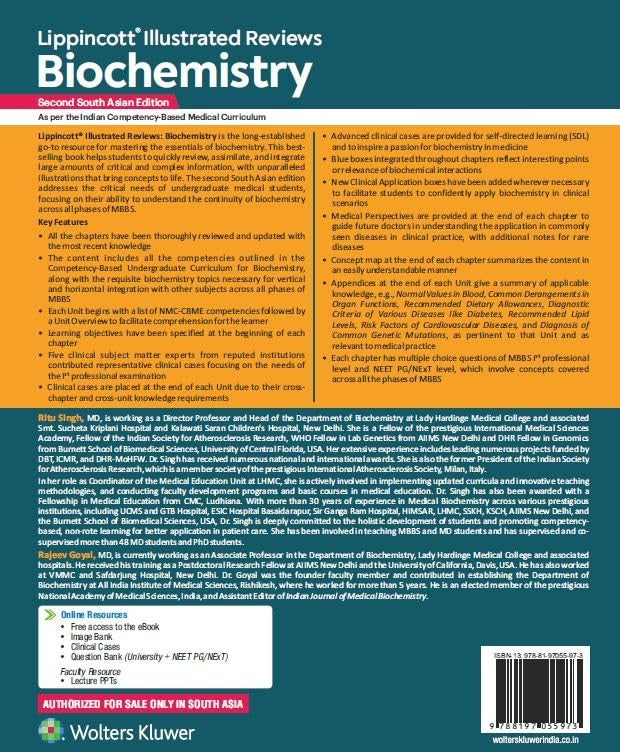 Lippincott's Illustrated Reviews - Biochemistry, 2nd South Asian ed by Ritu Singh , Rajeev Goyal