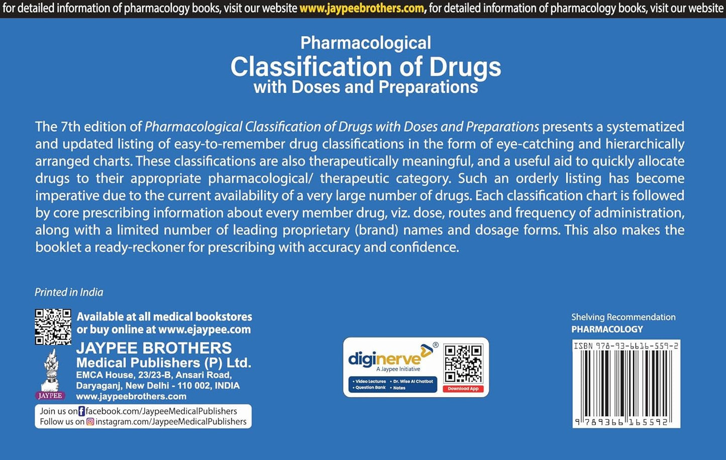 Pharmacological Classifications Of Drugs With Doses And Preparations by KD Tripathi.