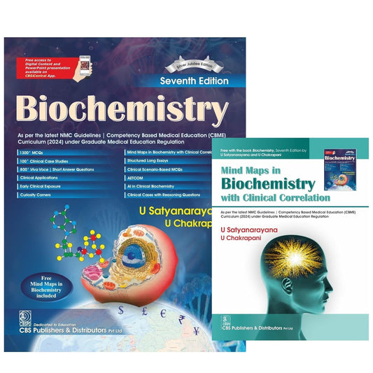 Biochemistry, 7th Silver Jubilee Edition | As per the latest NMC Guidelines | Packed Inside Free Mind Maps in Biochemistry with Clinical Correlation by U. Satyanarayana and U Chakrapani