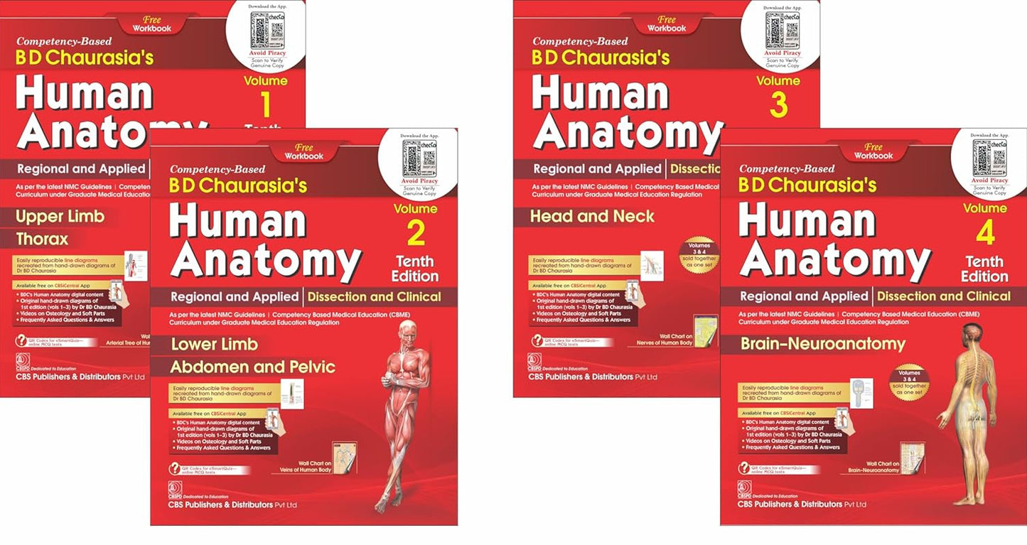 Bd Chaurasias Human Anatomy 10Ed 4 Vol Set (Pb 2025)
